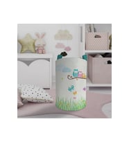 MEKTA HOME BEBEK VE ÇOCUK ODASI Küçük Baykuşlar ve Çimen Desenli Oyuncak Sepeti