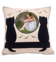 Kedi Desenli Kare Yastık lüx keten(istenilen baskıyla)