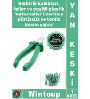 #YanKeski Profesyonel Elektrikçi Kablo Kesme Pensesi Çelik Ağız 6 inç Yeşil Saplı Yan Keski 160 Mm
