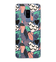 Samsung Galaxy S9 Plus ile Uyumlu 1mm Kapak Memphis Desen Tasarımlı Şeffaf Silikon Kılıf
