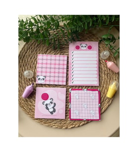 Pandalı Notepad/memopad Not Defter Seti (Pembe)