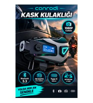Bluetooth 5.3 Motosiklet Kask Kulaklığı Kameralı FM Radyo Type-C Şarjlı