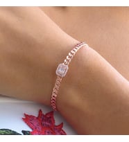 Rose Kaplama Zincirli Baget Taş Bileklik