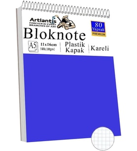 Masaüstü Not Defteri Kareli A5 Orta Boy 1 Adet Masa Üstü Plastik Kapaklı Spiralli Bloknot Blocknote 80 Yaprak Büro