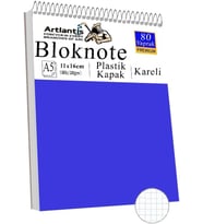 Masaüstü Not Defteri Kareli A5 Orta Boy 1 Adet Masa Üstü Plastik Kapaklı Spiralli Bloknot Blocknote 80 Yaprak Büro