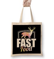 Cute & Funny Fast Food Buck Hunting Deer Hunter Bez Çanta Uzun Saplı