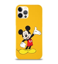 Apple iPhone 12 Pro Max  Lansman Kılıf Mickey Mouse Tasarımlı Altı Kapalı İçi Kadife Kaplı  Kapak (Şeffaf)