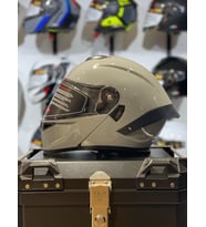 WOSEN Ws-202 Güneş Gözlüklü Çene Açılır Kask Şeffaf Vizörlü Cement Grey (Çok Renkli)