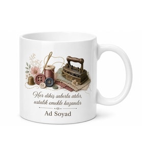 Terzi Çırağı Ustanın Kestiği Paçaları Ütüleyip Düğmeleri Diken Kahve Kupası Hediye