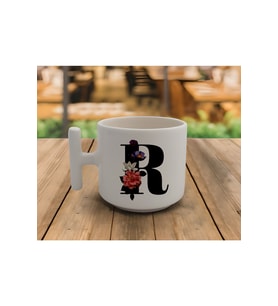 Latte & Espresso El Yapımı 'r' Baş Harf Kupa T Kulp Kupa 200 Ml