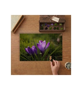 Mor Kır Çiçekleri Tasarımı 240 parça Ahşap Puzzle Ahşap Kutuda MP02336