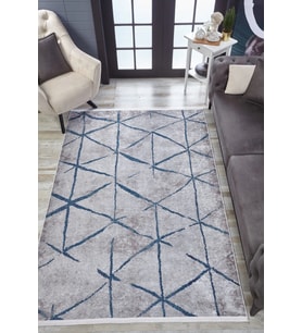 Dijital Kaymaz Yıkanabilir Antrasit Geometrik Salon Halısı Mutfak Halısı Koridor Halısı Yolluk HLN1732