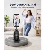 Mey İthalat® Yapay Zeka Destekli Yüz Takip Özellikli 360 Derece Dönen Masaüstü Telefon Sabitleyici Yeni Nesil