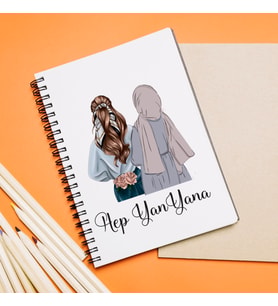 Kız Arkadaş Tesettürlü - Açık ( Hep Yan Yana ) Tasarımlı Defter