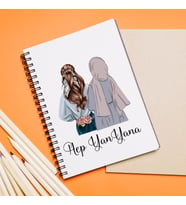 Kız Arkadaş Tesettürlü - Açık ( Hep Yan Yana ) Tasarımlı Defter