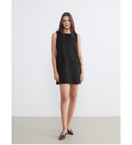 LCW Comfort Siyah Bisiklet Yaka Süet Görünümlü Mini Elbise