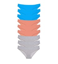 9 adet Süper Eko Set Likralı Kadın Slip Külot Pudra Gri Mavi