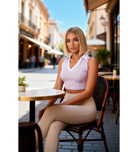 Kadın Bluz Spor Crop Polo Yaka Kolsuz Dalgıç Scuba Örme Kumaş Regular Kalıp Düz Desen Kısa Kesim