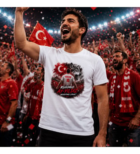 BK Gift Kişiye Özel Türkiye Taraftar Temalı 2026 Dünya Kupası Tasarımlı Tişört-4, Tek Yürek Milli Takım Ruhu