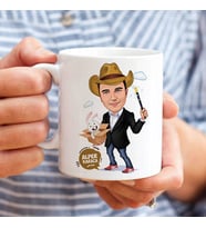 Kişiye Özel Kutudan Tavşan Çıkartan Erkek Karikatürlü Bardak