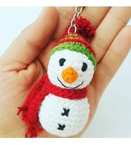 Maskot Örgü Kardan Adam Anahtarlık