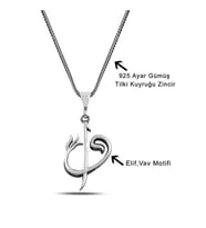 Elif Vav 925 Ayar Gümüş Erkek Kolye