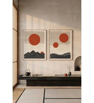 Minimalist Doğa Yansımaları 2'li Ahşap Çerçeveli Tablo Seti