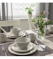 16 Parça SANDSKÄDDA Yemek Takımı 4 Kişilik MeridyenDukkan Toprak Ton Bej Renk Rustik Set-Stoneware