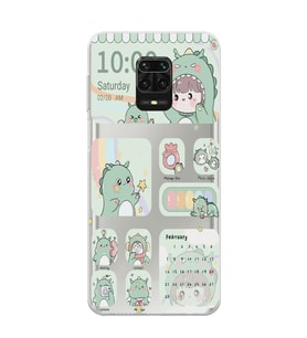 Redmi Note 9 Pro / 9s Uyumlu Tatlı Dinozor Kawaii Tasarımlı Şeffaf Telefon Kılıfı