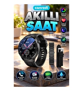 AMOLED Ekranlı Akıllı Saat Metal Deri Silikon Kordonlu Uyku ve Sağlık Takibi