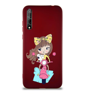 Huawei P Smart S Soft Premier Kapak Vespagirl Tasarımlı Silikon Kılıf - Mürdüm (Şeffaf)