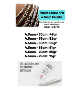 4.5mm Italyan Kancalı Kral Model 925 Ayar Gümüş Erkek Kolye Zincir 240079804