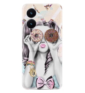 Vivo Y22S Kılıf Resimli Desenli Baskılı Silikon Donut Girl 1408