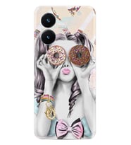 Vivo Y22S Kılıf Resimli Desenli Baskılı Silikon Donut Girl 1408
