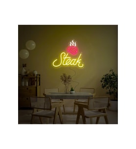 Steak Yazılı ve Şekilli Neon Tabela
