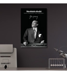 Tekli Dikey Kanvas Makam Panosu Atatürk Sözleri Köylü Milletin Efendisidir.