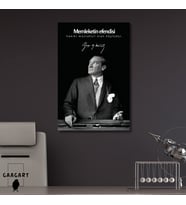 Tekli Dikey Kanvas Makam Panosu Atatürk Sözleri Köylü Milletin Efendisidir.