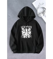 Unisex Kadın Erkek Telepathy Baskılı Oversize Sweatshirt (Siyah)
