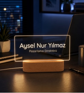 Kişiye Özel İsimli LED Masa Lambası - Ofis Hediyesi - Yeni İş Tebrik - Masa İsimliği - Kurumsal Hediye