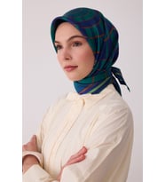 Geometrik Desen %100 Twill İpek Eşarp BE11