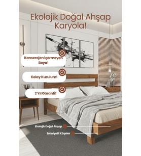 Natura New Model Masif Ahşap Karyola Kolay Kurulum Fırınlanmış İthal Sibirya Çamı 160x200 Yatak Uyumlu