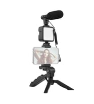 Mey İthalat® Tripod Telefon Tutucu Kumandalı Mikrofon Led Işık Vlog Video Kayıt