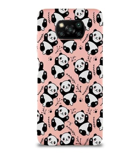 Xiaomi Poco X3 Pro Uyumlu Lansman Kılıf Panda Tasarımlı İçi Kadife Kapak-Pembe (Şeffaf)