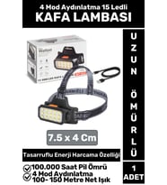 Profesyonel Kamp Avcı Balıkçı Deprem Güçlü Işık 6 Mod Aydınlatma Şarjlı 15 LED'li KAFA LAMBASI