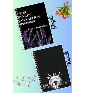 Neon Genesis evangelion defter seti 2 adet A4 boyutu 21*30 çizgili + kareli 60 syf