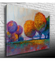 Günbatımı Sazlıklar ve Ağaçlar Yağlıboya Kanvas Tablo 50 x 70