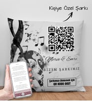 BK Gift Kişiye Özel Şarkı QR Kodlu Kırlent Yastık, Sevgiliye Hediye, Kişiye Özel Şarkı