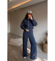 Neşeli butik kadın oversize 3 iplik cepli eşofman takımı NM029