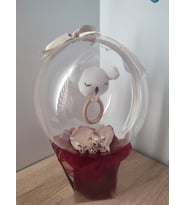Büyülü Balon-Bebek Çıngırak Eldiven Doğum Tebrik Hediye Kutusu (Bordo - Pudra - Ten)
