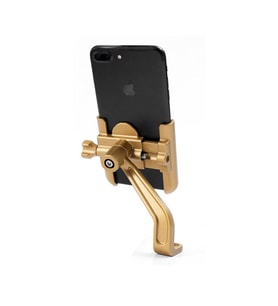 Alüminyum Gövdeli Ayna Bağlantılı Gold Renk Motosiklet Bisiklet Açık Telefon Tutucu